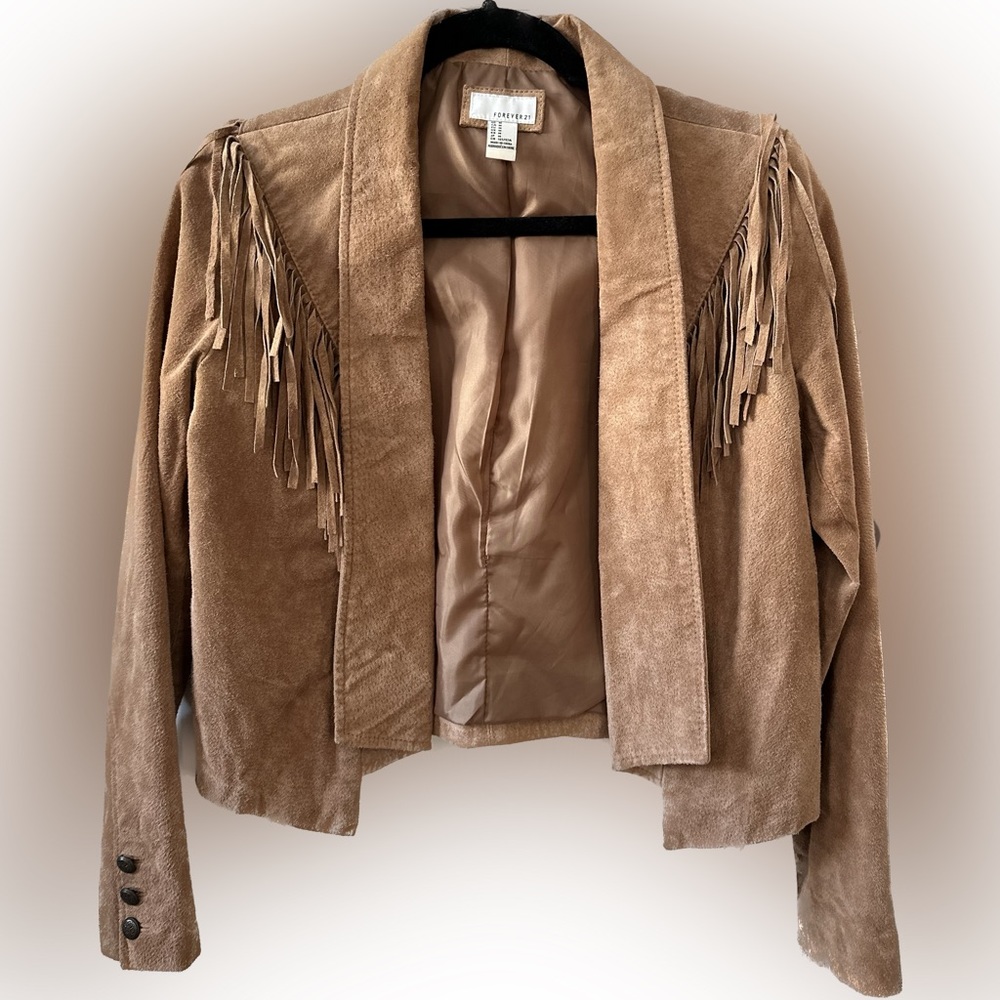 Forever 21 Suede Fringe Jacket. M